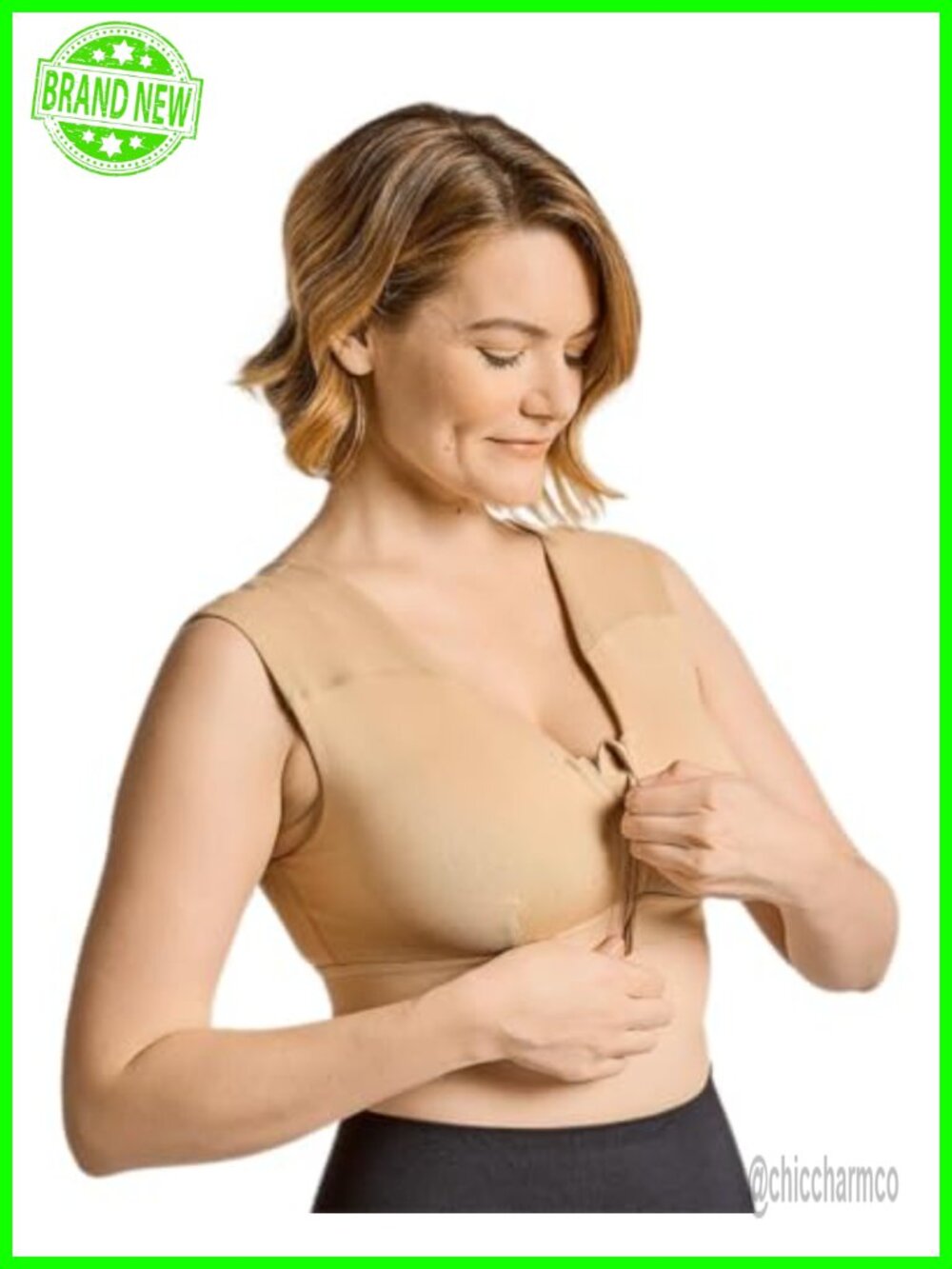 Compression Shoulder Support Bra Front Zipper Posture Corrector Running Yoga